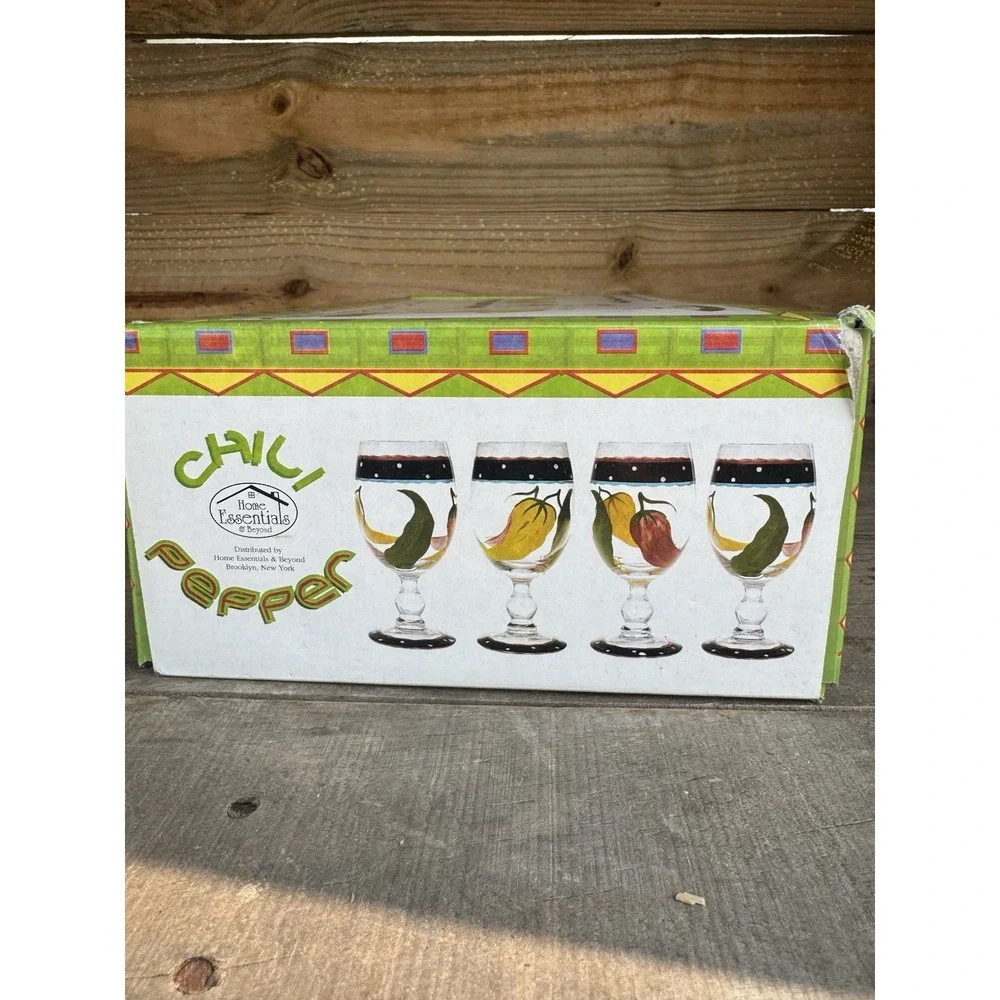 Vintage‎ Home Essentials And Beyond Chili Peeper Glasses- NEW Fiesta Wear